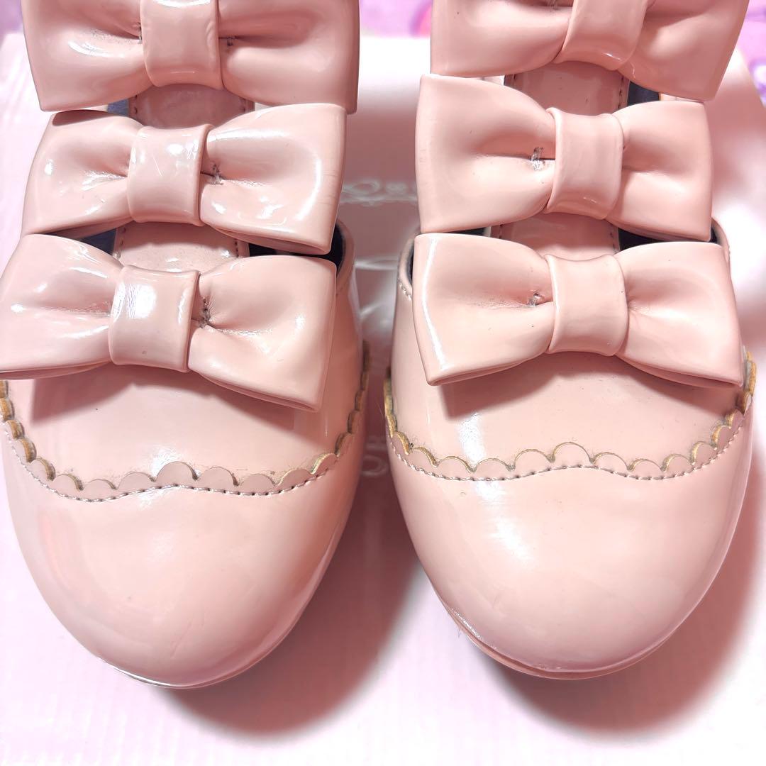 激希少♡トゥララ　4連ビッグリボンパンプス　ロリータ　姫ギャル　ピンク　リズリサ