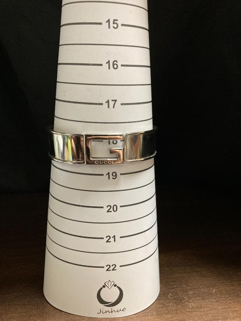 美品 GUCCI グッチ バングル ブレスレット シルバー メタル Gロゴ