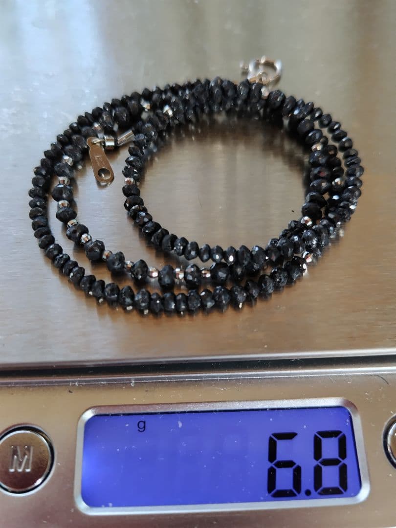 K18WG 30ct ブラックダイヤ ネックレス　K18WGミラーカット