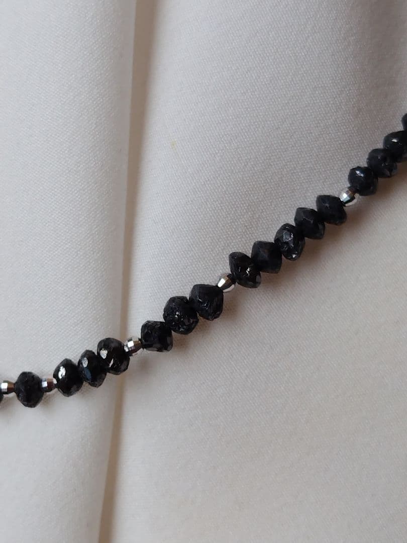 K18WG 30ct ブラックダイヤ ネックレス　K18WGミラーカット