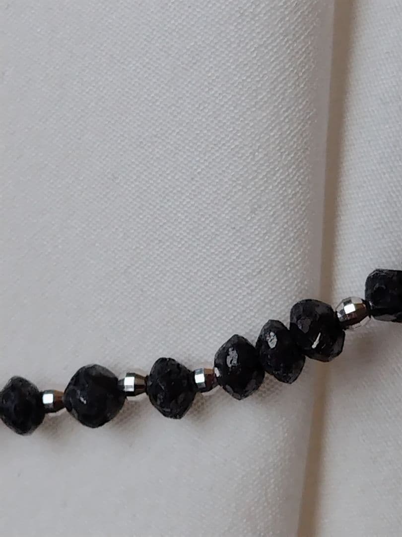 K18WG 30ct ブラックダイヤ ネックレス　K18WGミラーカット