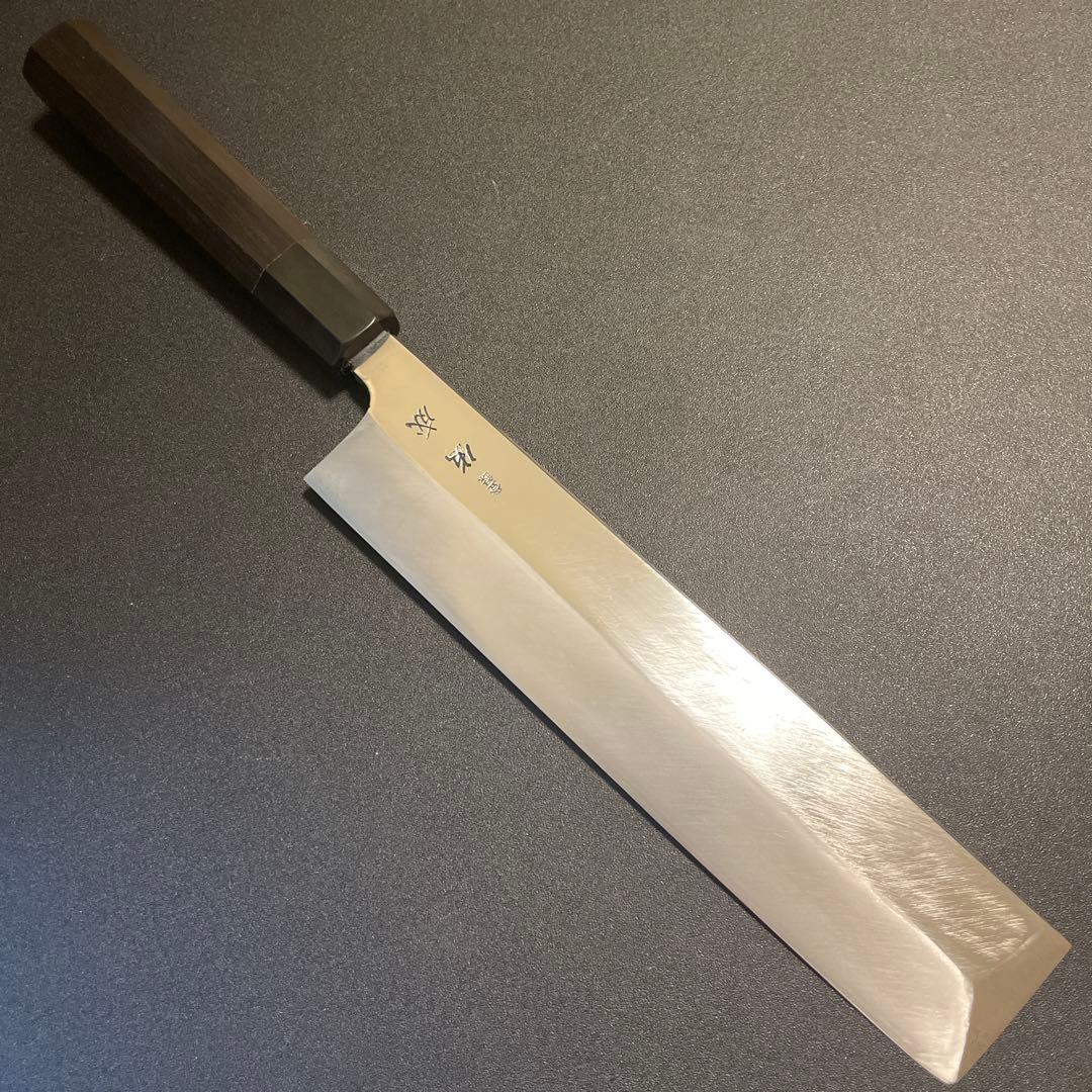 スケナリ　佑成　本焼　薄刃　和包丁　刃渡り243mm 8寸　　黒檀八角柄