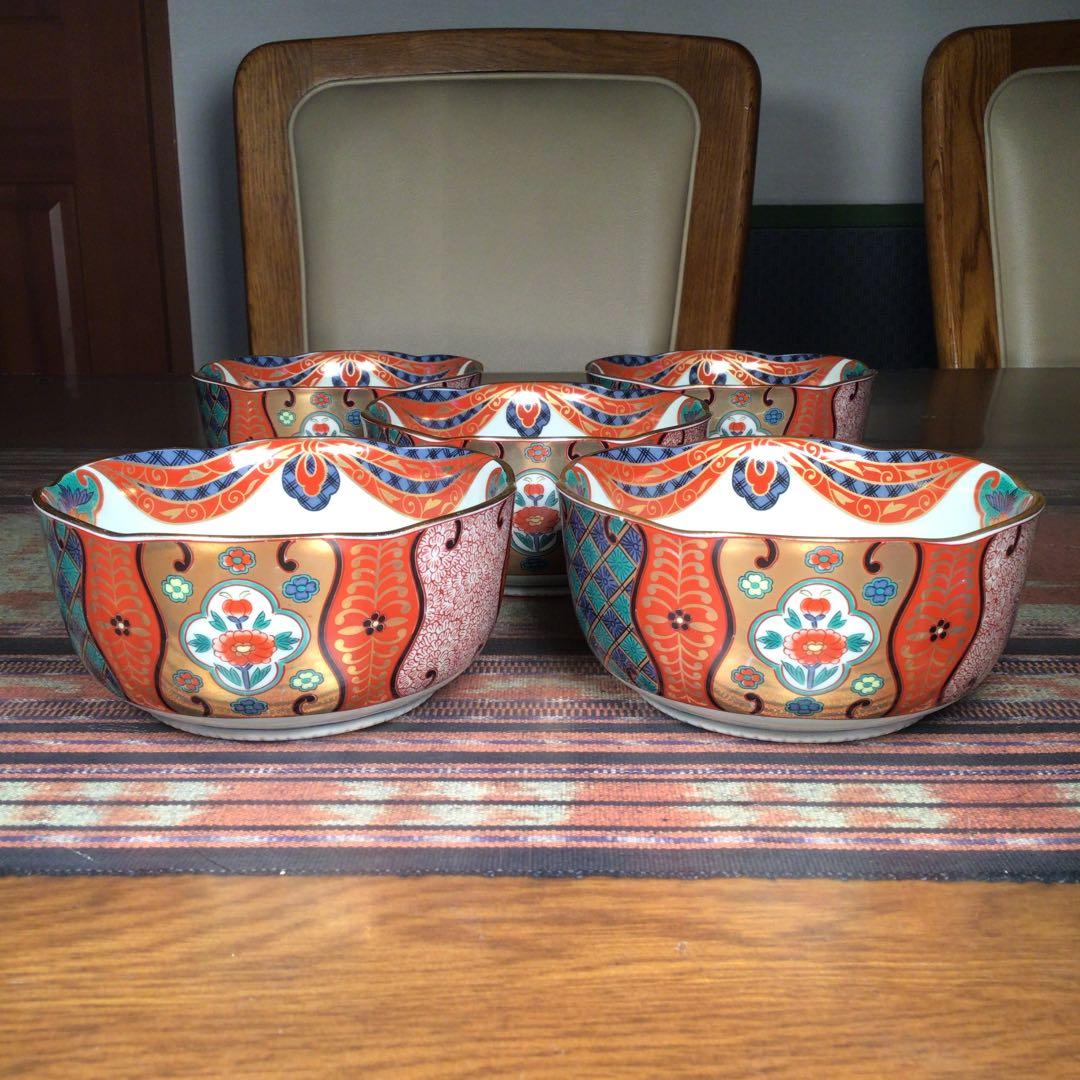 『楽しいうー特価』　青藍　『極彩』　金彩　小鉢　5枚