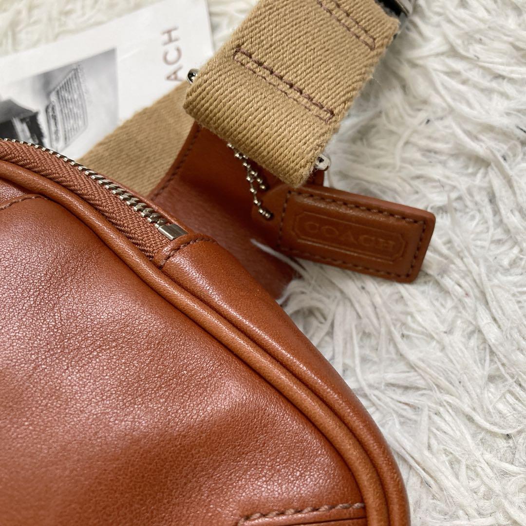 極美品 vintage coach old waist pouch brown