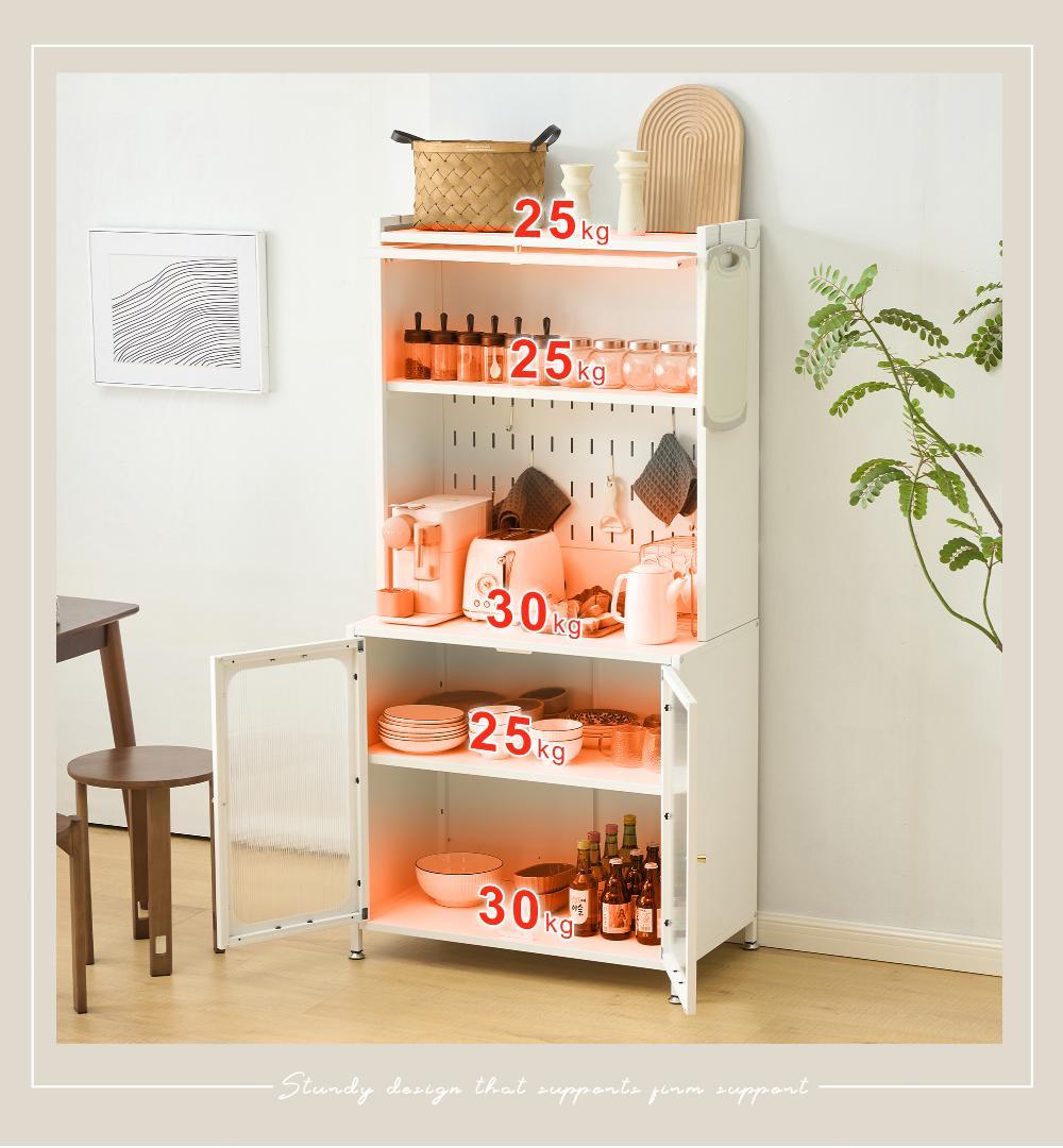 超人気！食器棚 キッチンカウンター スリム キッチン収納 ガラス　幅80CM