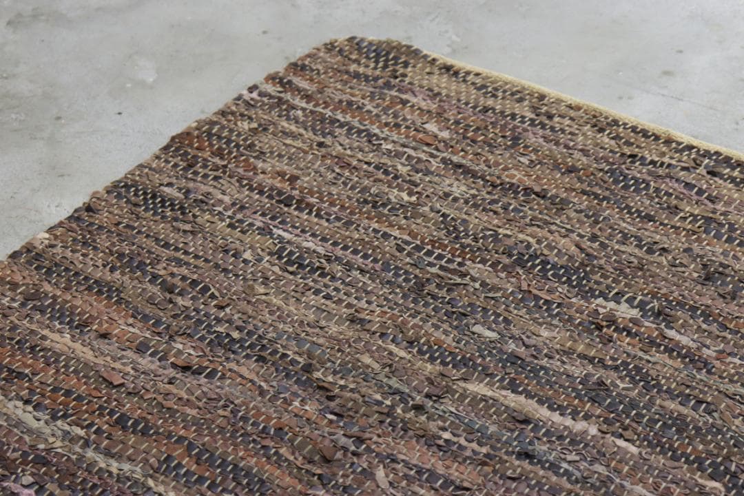 レザー 牛革 編み込み ラグ マット 絨毯 敷物 カーペット ヴィンテージ