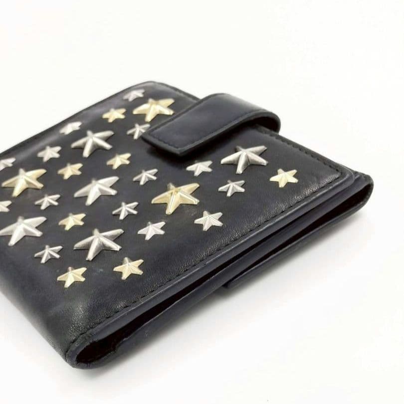 正規タグ JIMMY CHOO ジミーチュ スタースタッズ 二つ折り財布 本革