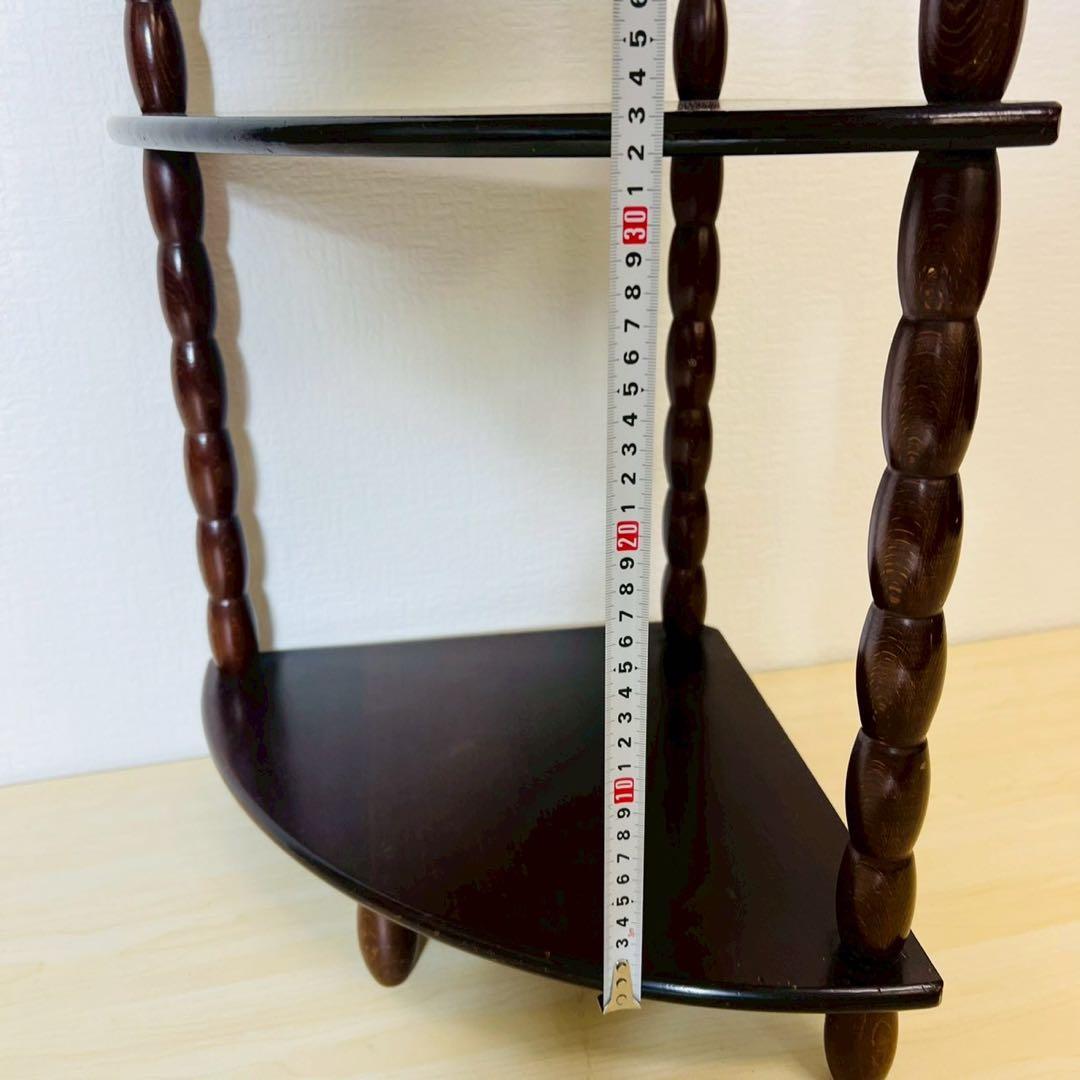木製 コーナーラック 棚 飾り棚 4段 三角ラック 古家具 ビンテージ