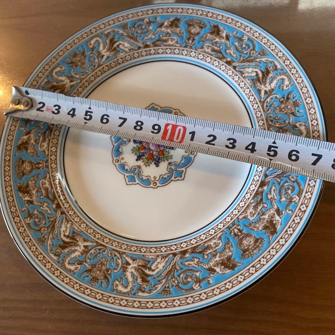 フロレンティーン　ケーキ　プレート　皿　17㎝　18㎝　ターコイズ　黒壺