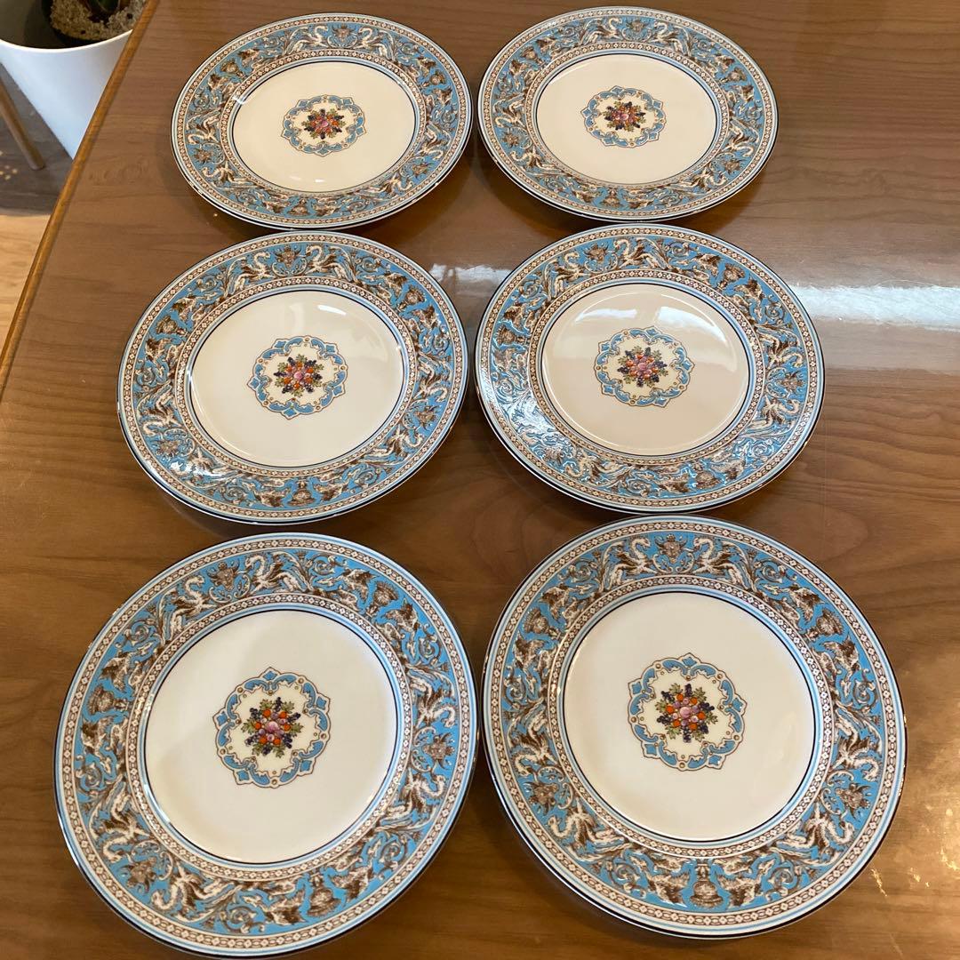 フロレンティーン　ケーキ　プレート　皿　17㎝　18㎝　ターコイズ　黒壺