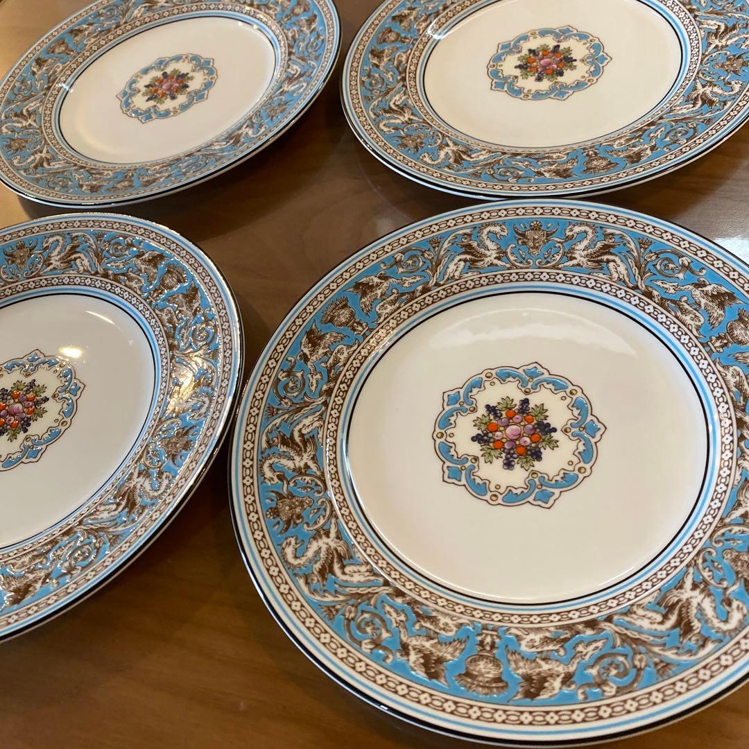 フロレンティーン　ケーキ　プレート　皿　17㎝　18㎝　ターコイズ　黒壺