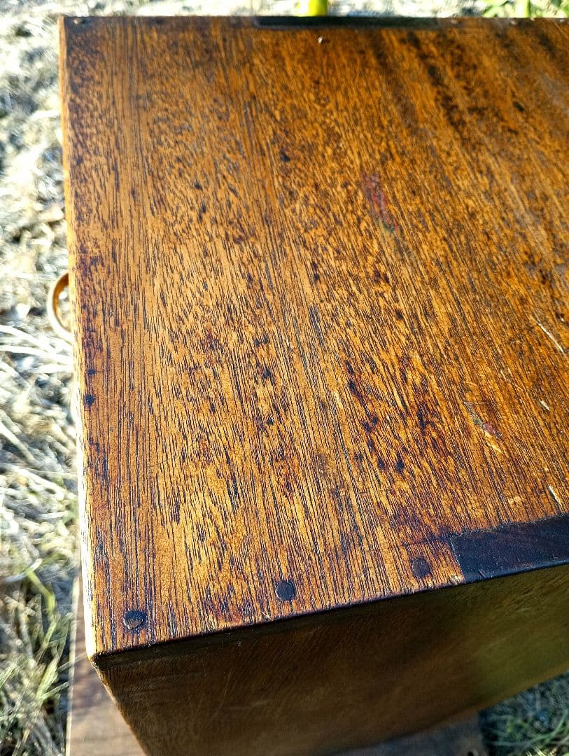 アンティーク　大正　チェスト　鍛鉄　ハンドル　７段　収納　サイドテーブル　骨董