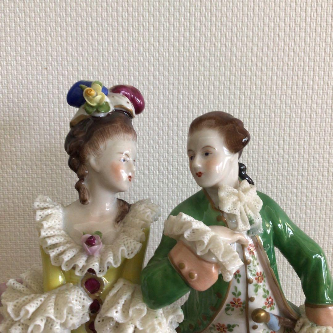 ドイツ　ドレスデン　レース人形　陶器　置物 ヴィンテージ