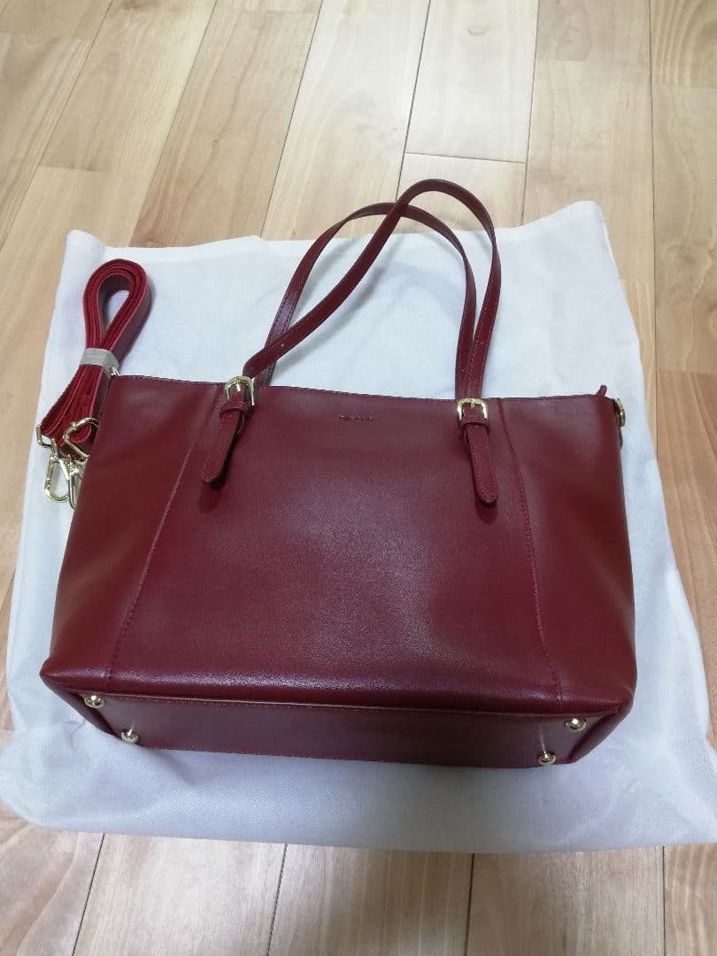 新品！BARCOSバルコス 牛革2wayトートバッグ　本革レザーバッグ　ボルドー