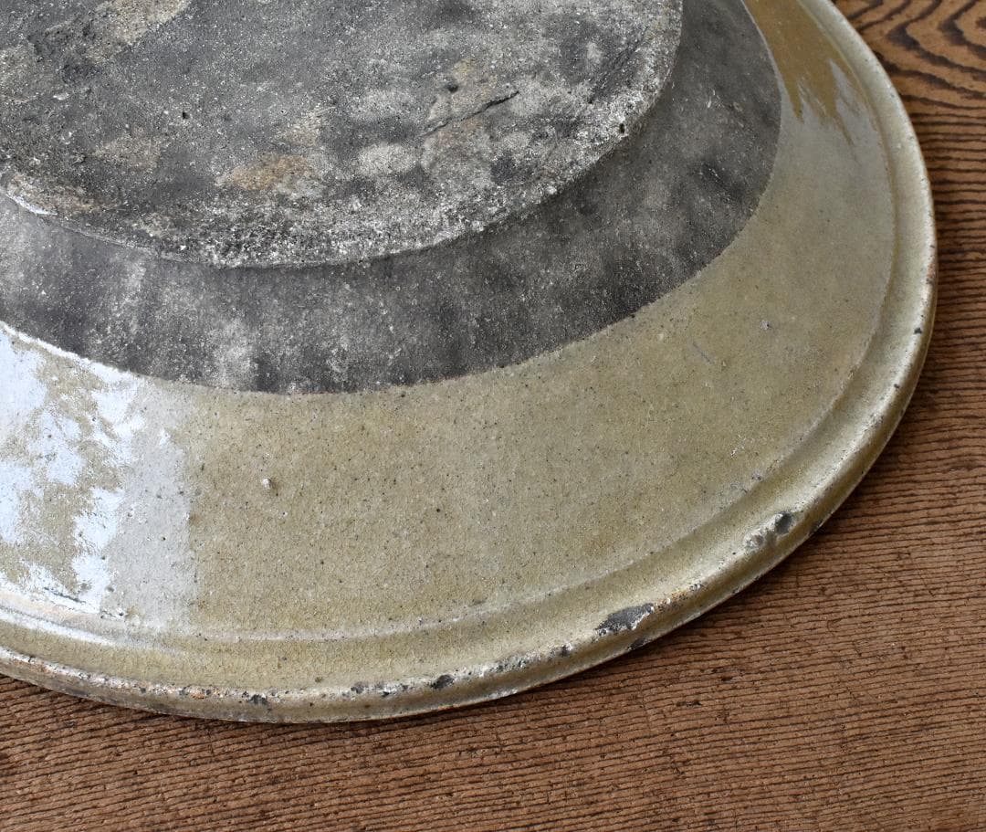 江戸中期 信楽焼 灰釉 大石皿 /瀬戸 常滑 備前 六古窯 古道具 古陶器