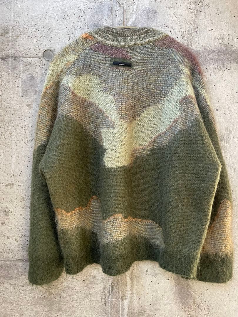 cotelac オリーブグリーン カモフラ Vネックセーター