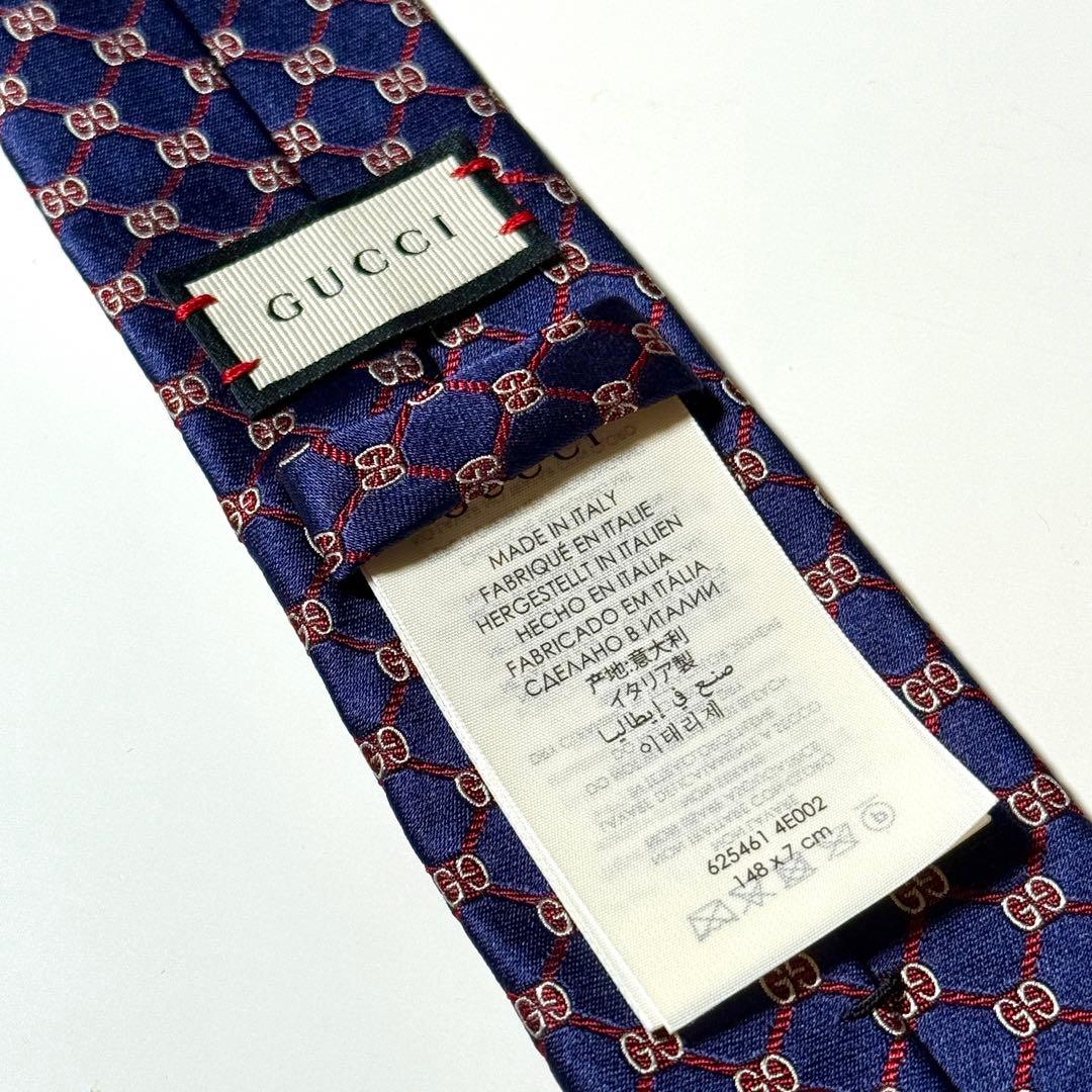 【未使用】 GUCCI グッチ GG柄 ネイビー系 ネクタイ ナロータイ tie