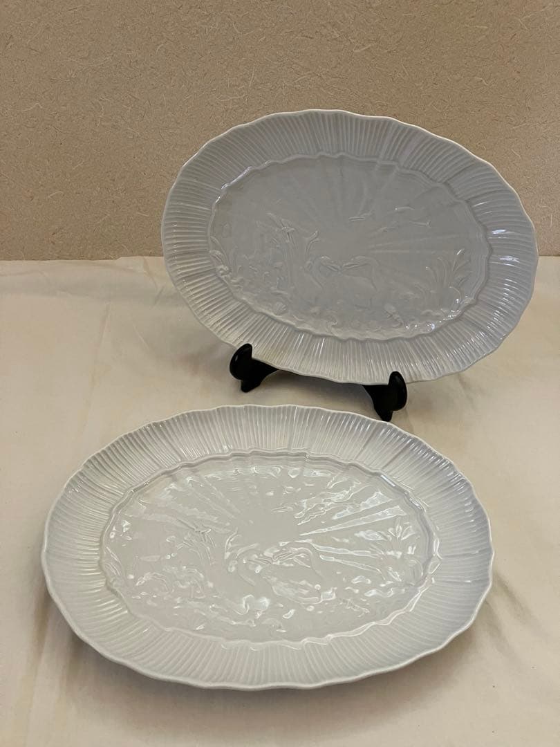 マイセン　マキシムドパリスワン　スワンホワイト オーバル　白鳥　レリーフ