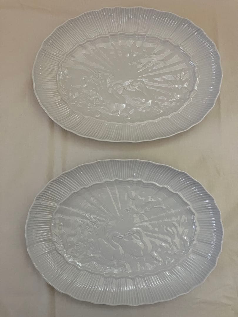 マイセン　マキシムドパリスワン　スワンホワイト オーバル　白鳥　レリーフ