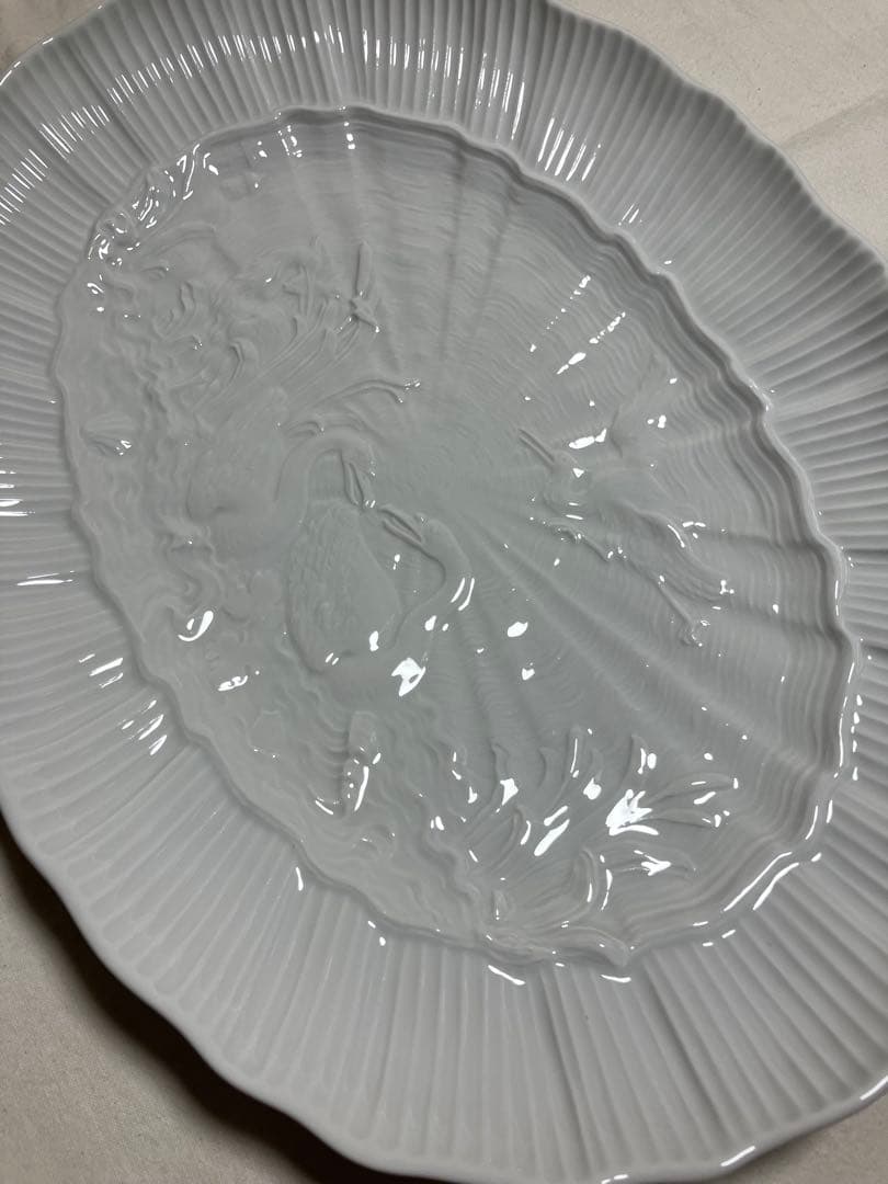 マイセン　マキシムドパリスワン　スワンホワイト オーバル　白鳥　レリーフ