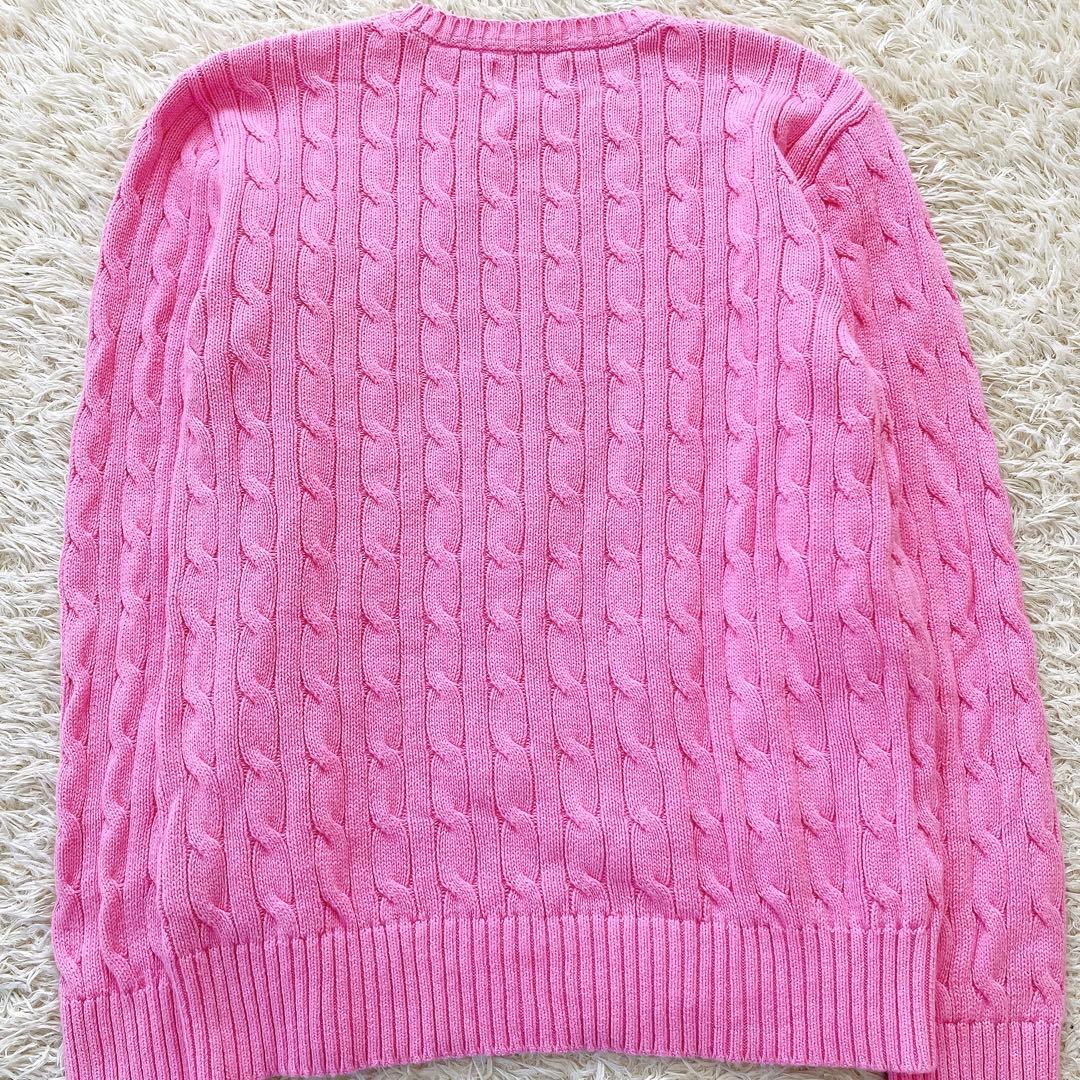 美品✨ポロラルフローレン 大きめLサイズ ピンク ケーブルニット セーター 長袖