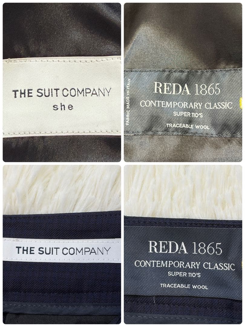 【極美品】スーツカンパニーシー REDA社生地 ビジネス パンツスーツ 紺 38