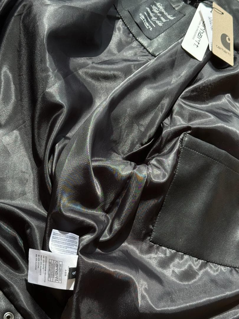 Carhartt WIP ブラックレザー ジップアップジャケット