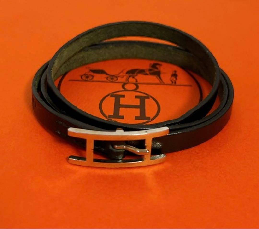 エルメス　HERMES アピ3 ブレスレット　三重 ブラック　黒