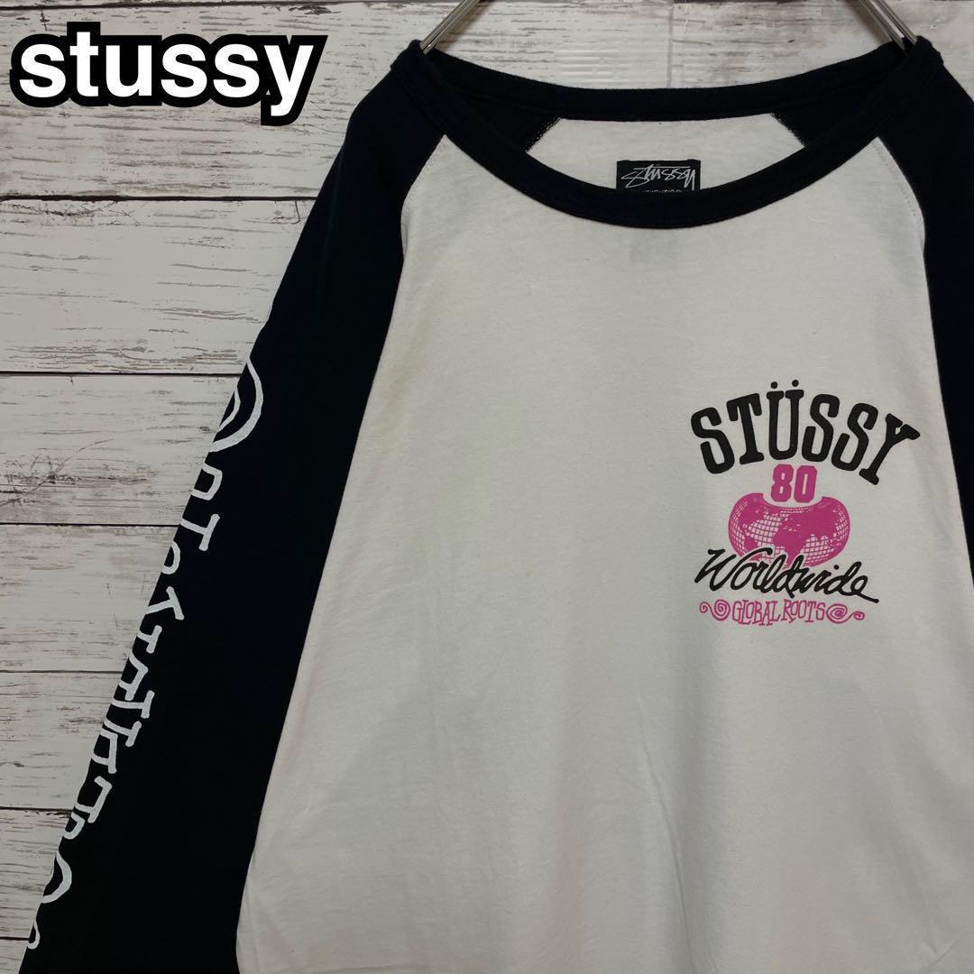 507【入手困難】ステューシー♤ビッグロゴ　ラグラン　Tシャツ　即完売モデル