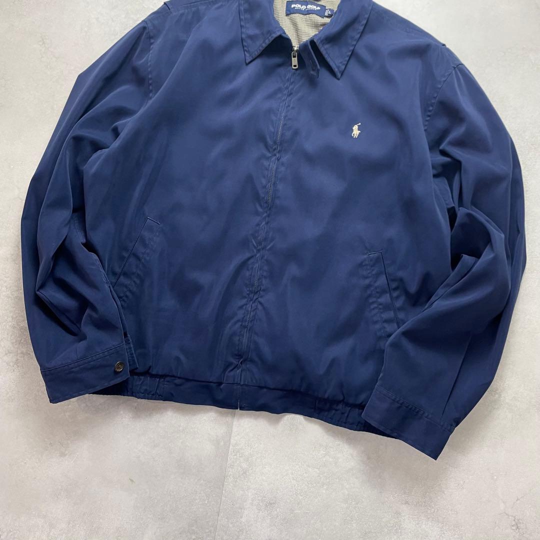 雰囲気抜群 90s ポロラルフローレン ゴルフ スウィングトップ 千鳥柄 紺 L