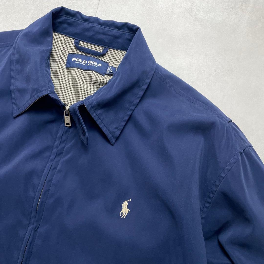 雰囲気抜群 90s ポロラルフローレン ゴルフ スウィングトップ 千鳥柄 紺 L