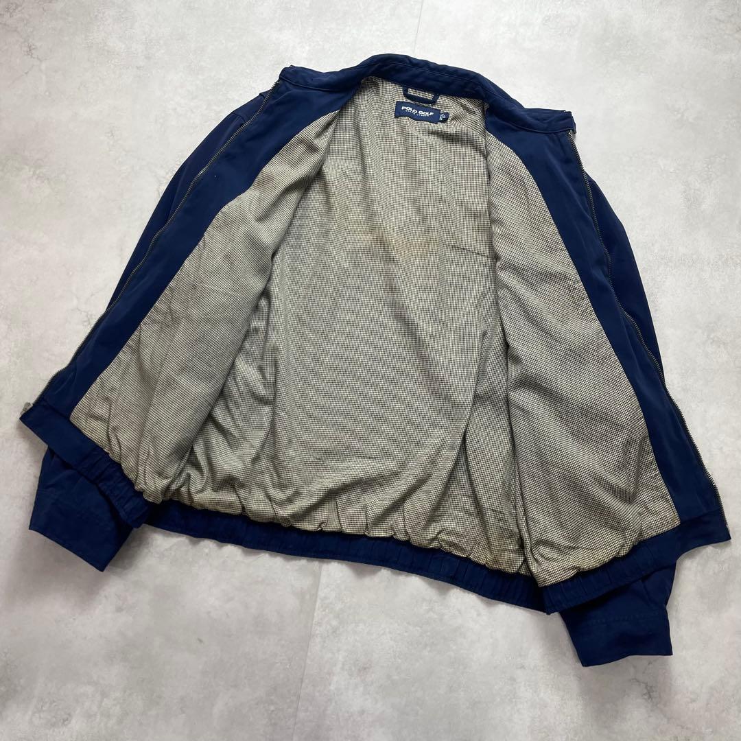 雰囲気抜群 90s ポロラルフローレン ゴルフ スウィングトップ 千鳥柄 紺 L
