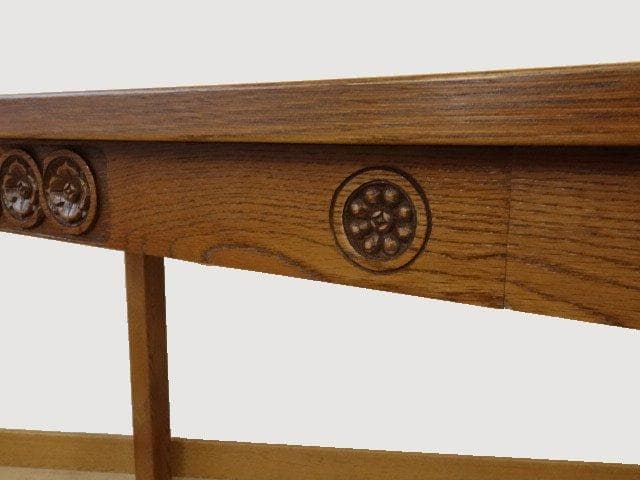 北海道手作り家具　ナラ（楢）材　デスク９００　 引出ＤＵＸ彫刻入　勇峰工芸（新）