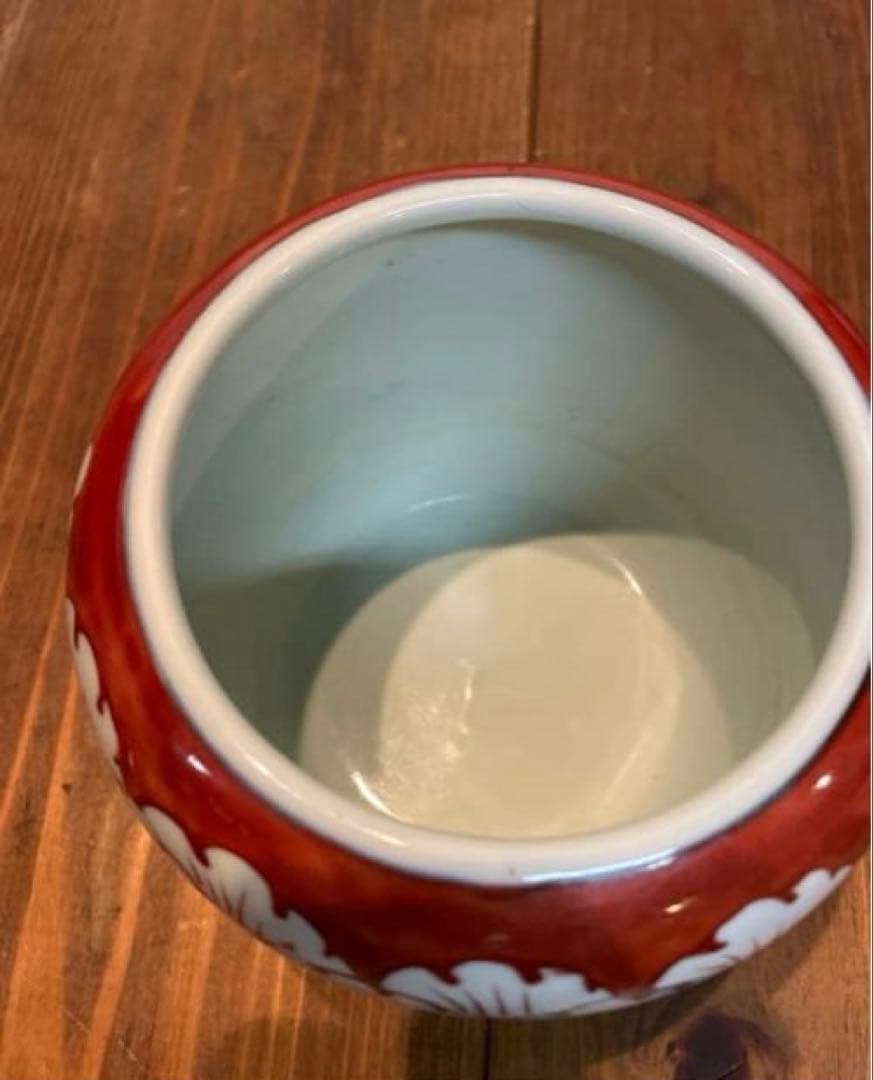 美品　伊万里　色絵　草花丸文　冨貴長春　鉢　火鉢　染付　小　年代物　焼物