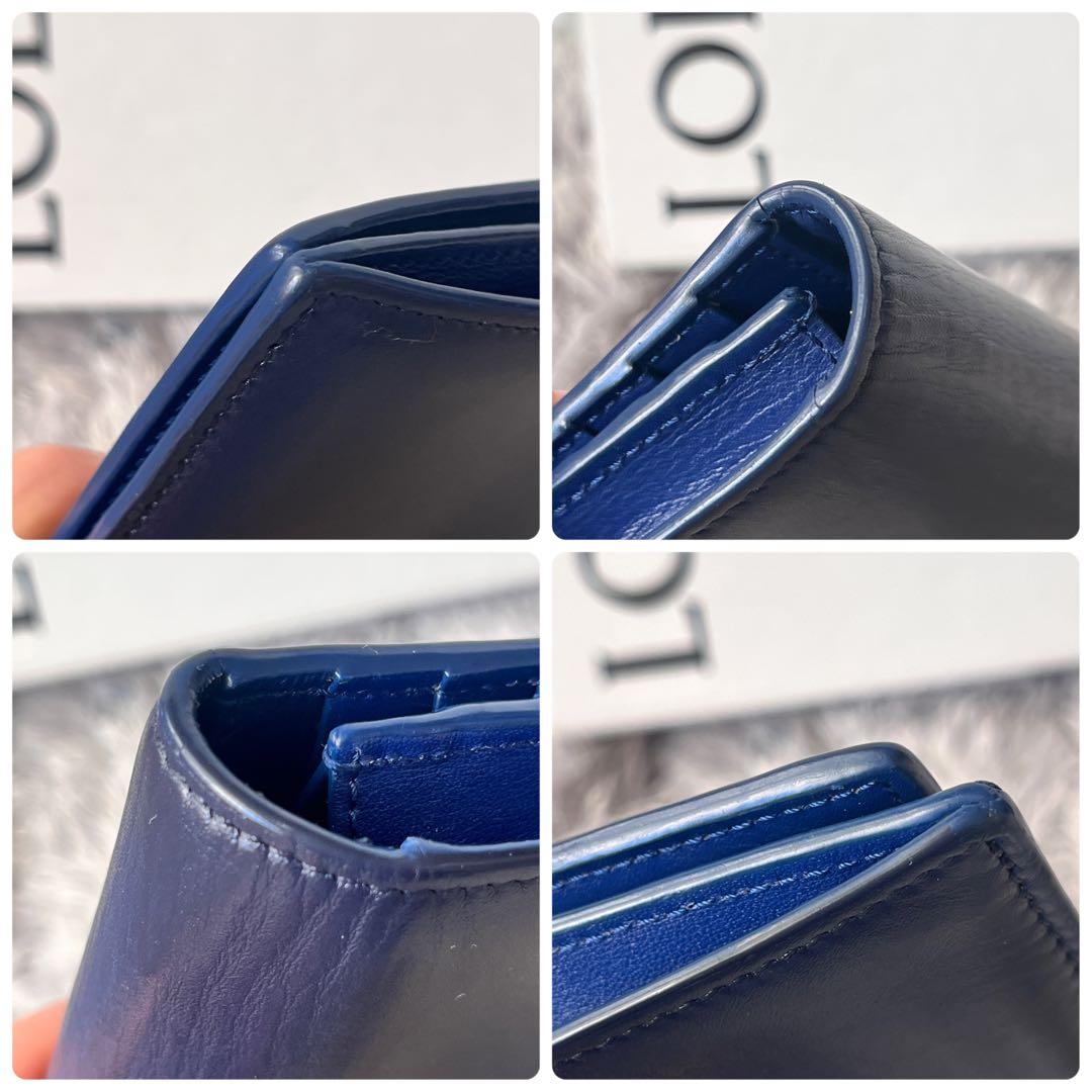 美品✨ロエベ　レア　立体アナグラムロゴ　ネイビー　長財布　メンズ　レディース