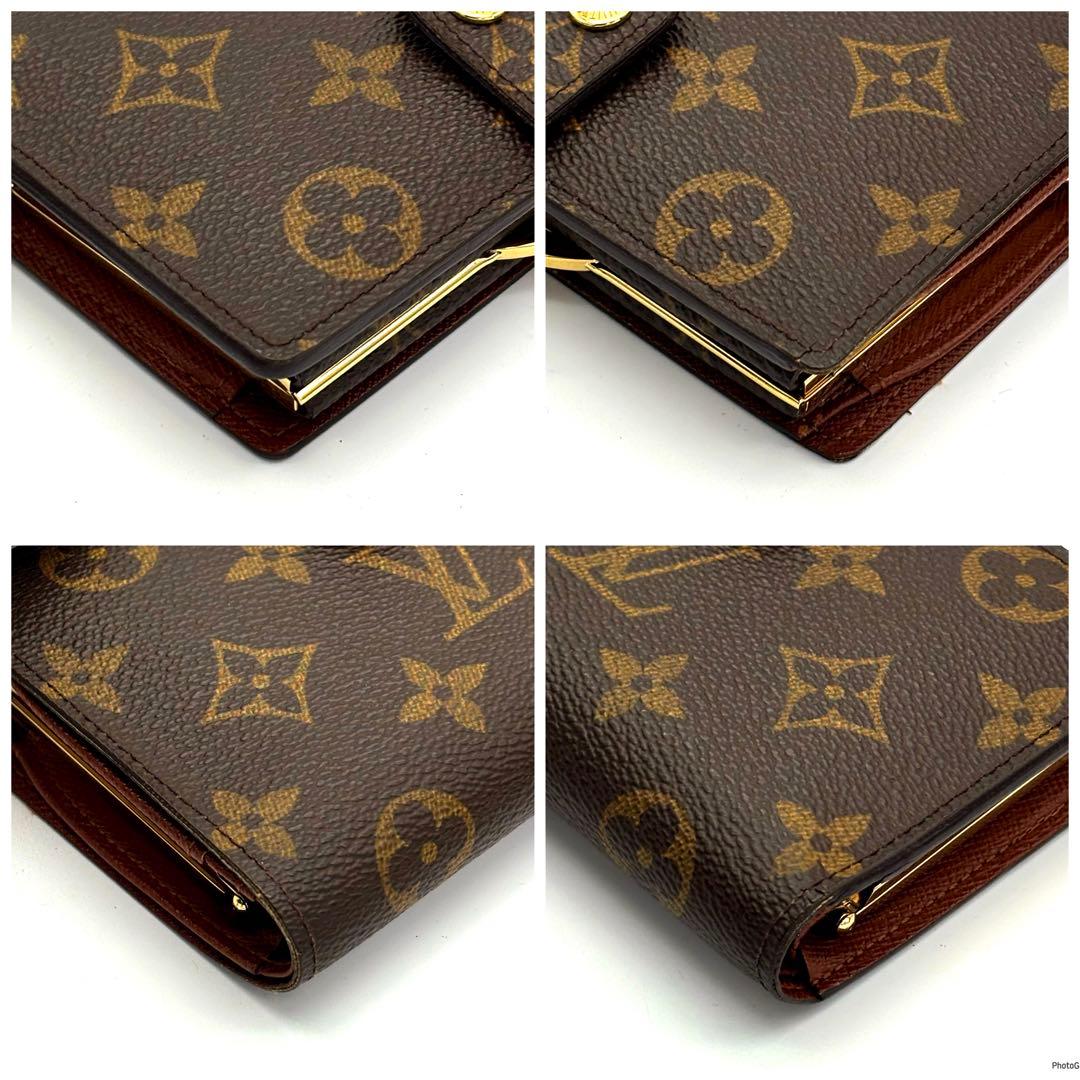 【美品】ルイヴィトン モノグラム ヴィエノワ 二つ折り財布 がま口 ブラウン
