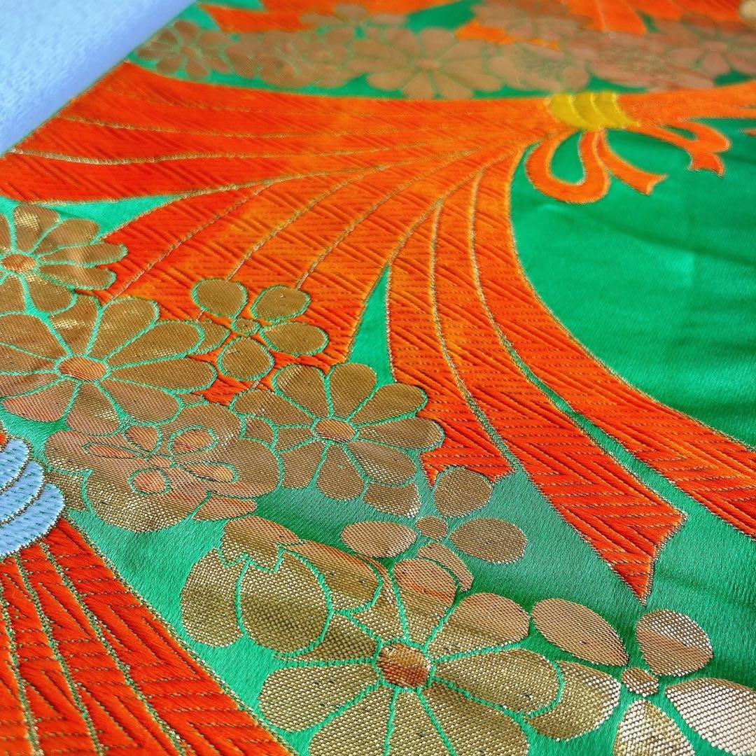 セット　七五三　7歳女の子　長着＆袋帯＆袖なし長襦袢＆小物　レモン色×黄緑　のし