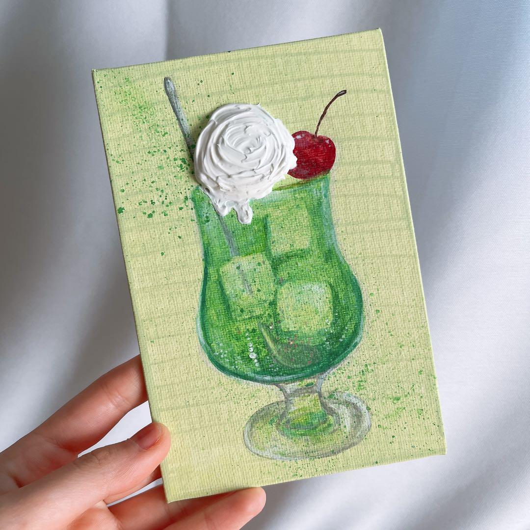 クリームソーダ メロンソーダ イラスト アート レトロ