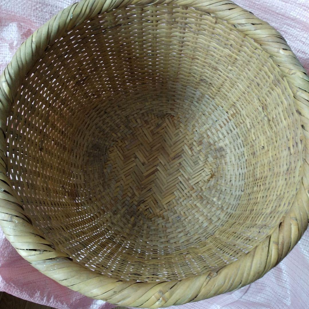 アンテーク、昭和、竹製品大きな深いざる