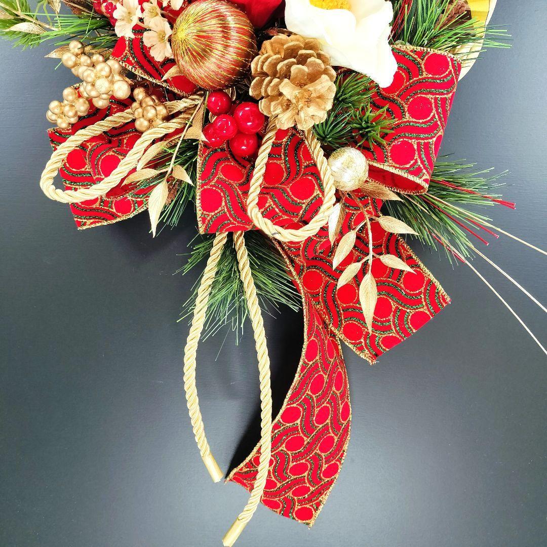 商品名【慶香】ゆきこ❤紅白椿のお正月リース ＊フラワーリース