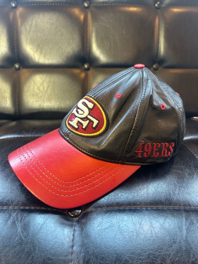 NFL　レザーアジャスブルキャップ　49ers　90sビンテージ　USA製