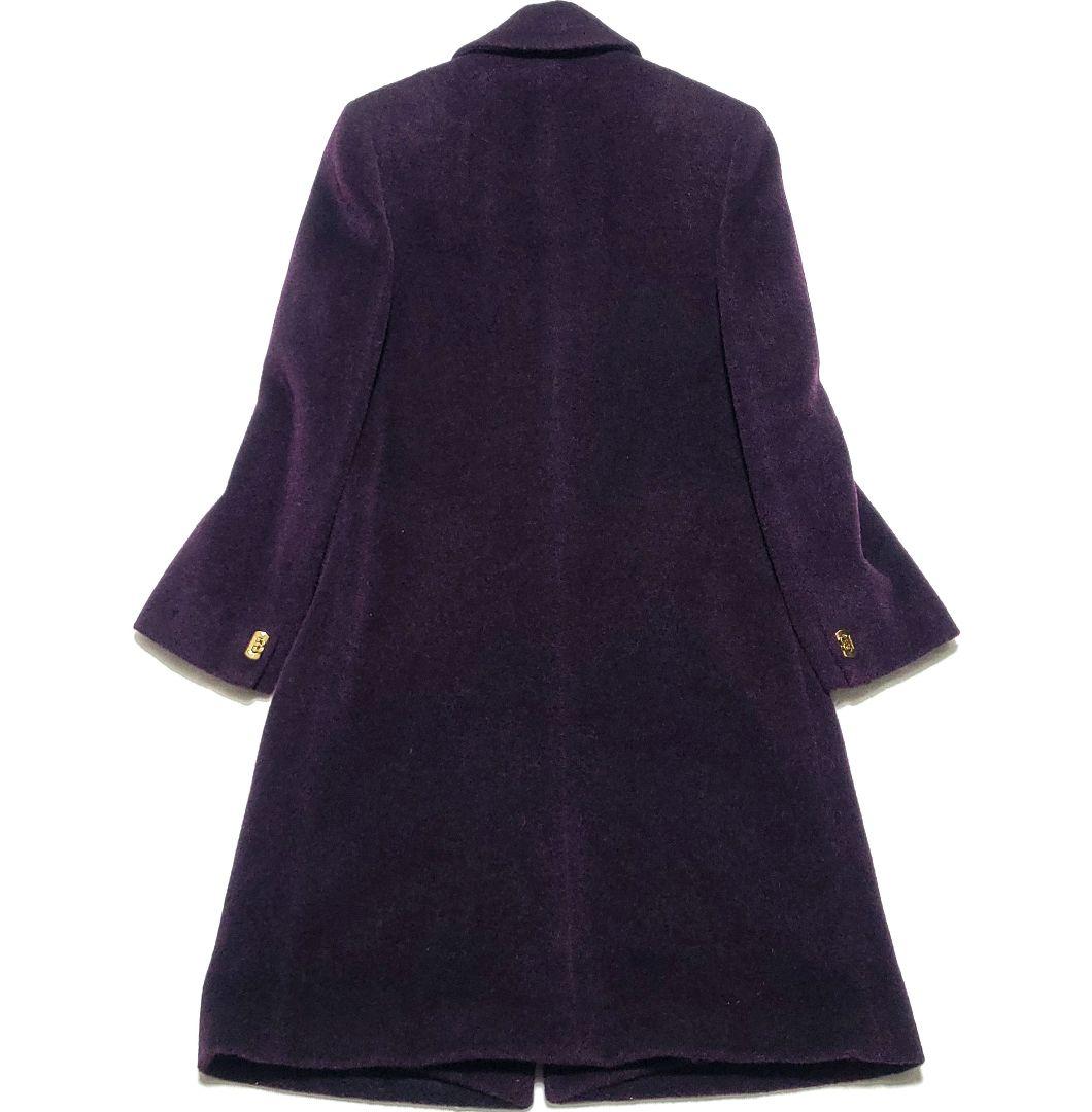 極希少 BURBERRY　ロングコート モヘヤ 比翼ボタン 裏地総柄 B金具 紫