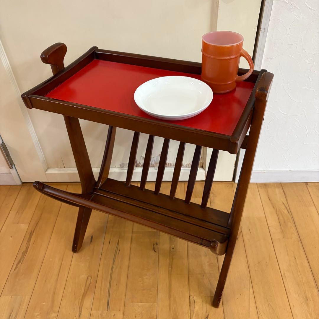 ☆ビンテージ☆折りたたみ　木製　マガジンラック　サイドテーブル　アンティーク