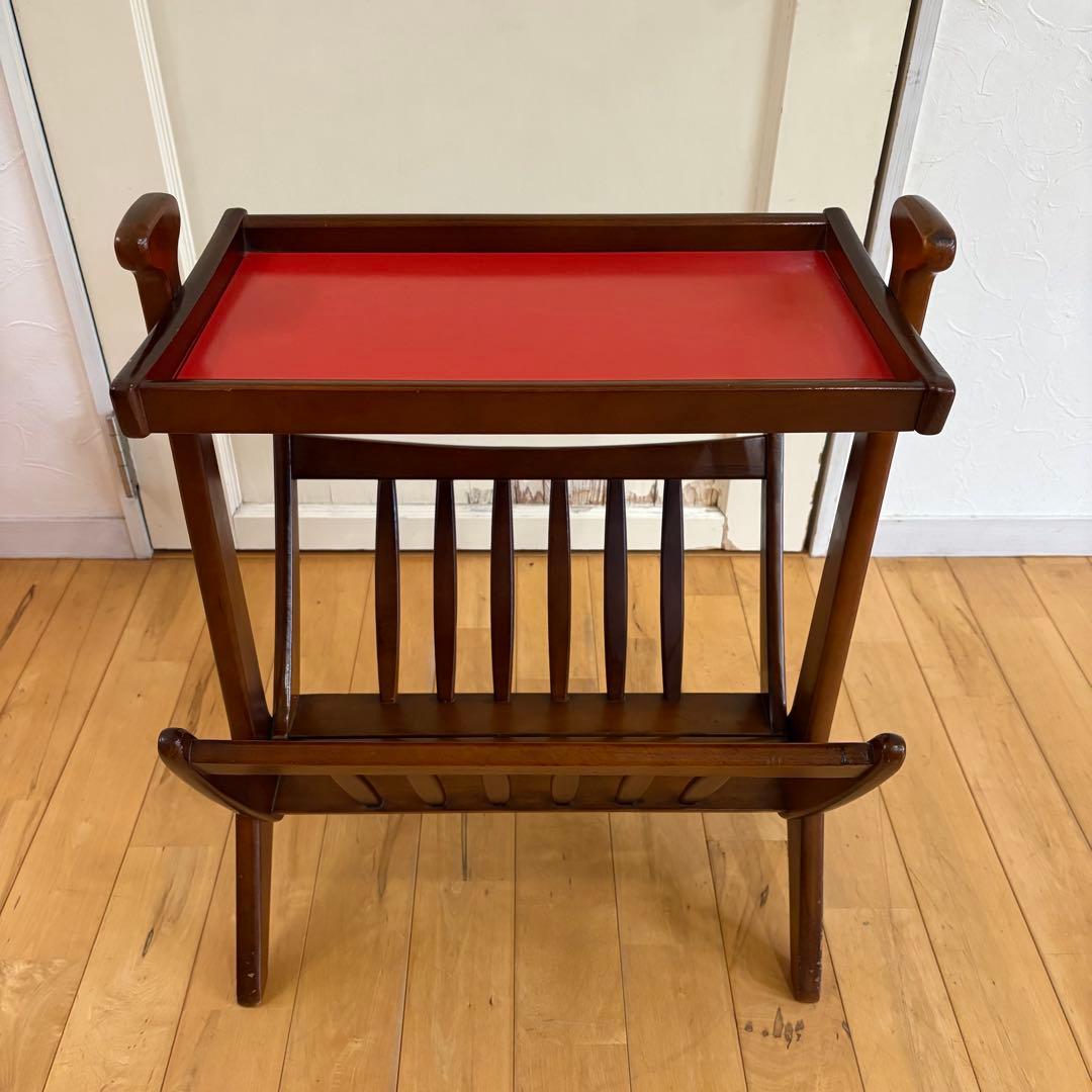 ☆ビンテージ☆折りたたみ　木製　マガジンラック　サイドテーブル　アンティーク