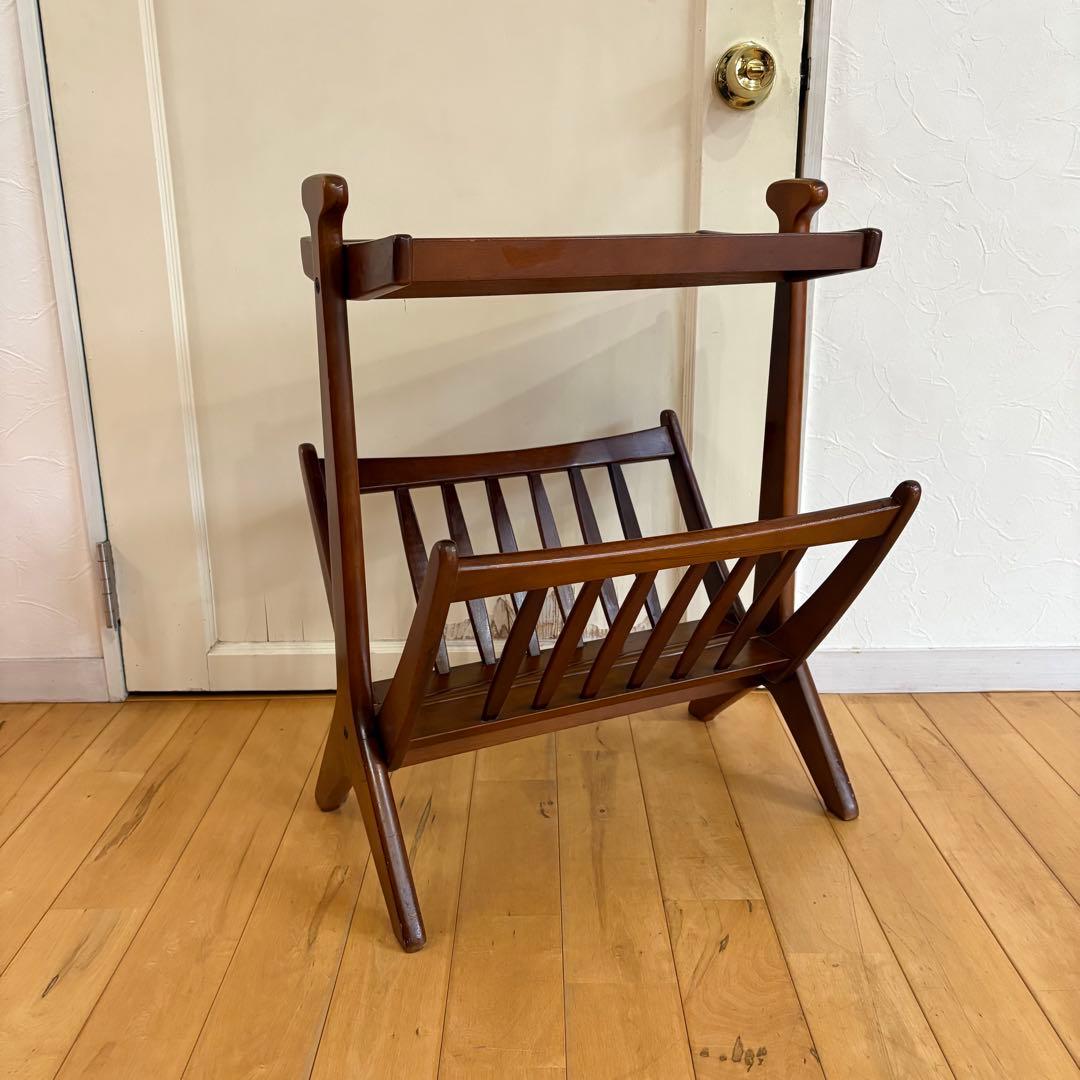 ☆ビンテージ☆折りたたみ　木製　マガジンラック　サイドテーブル　アンティーク