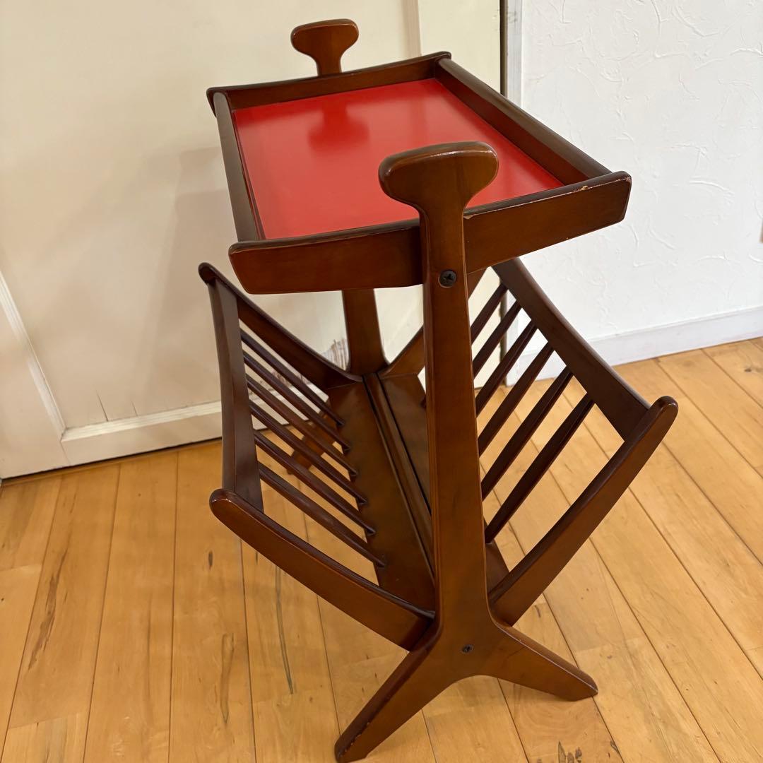 ☆ビンテージ☆折りたたみ　木製　マガジンラック　サイドテーブル　アンティーク
