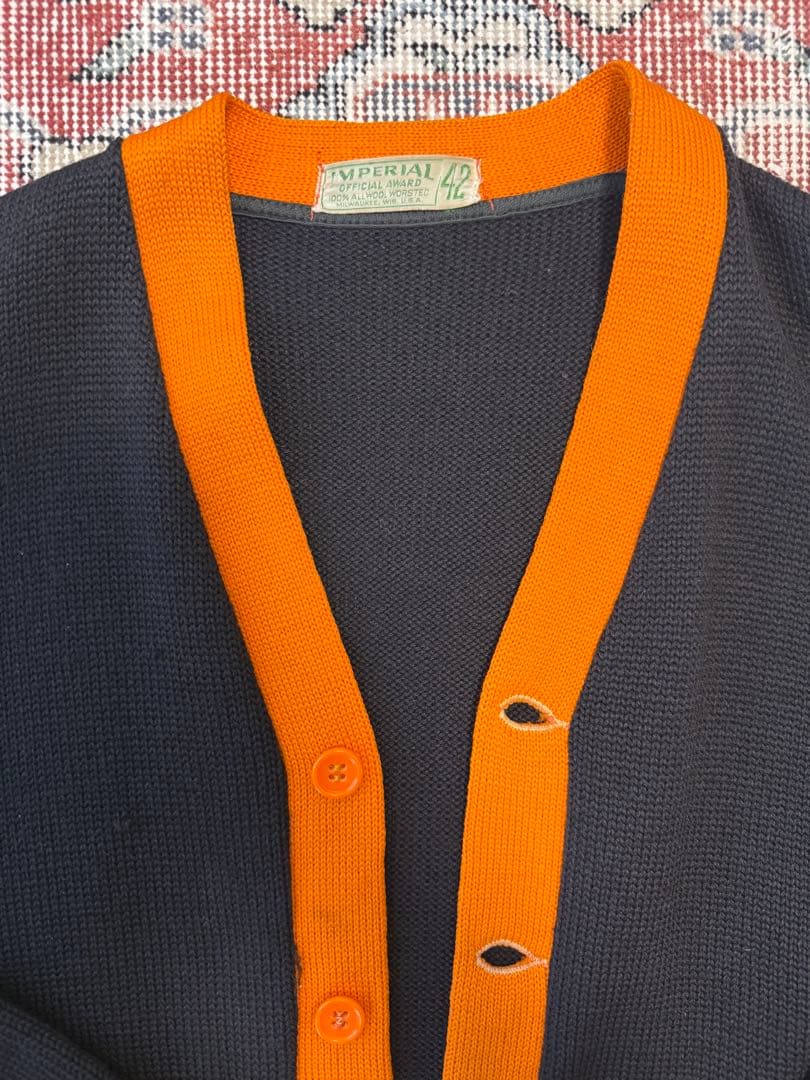 50s レタードカーディガン ブラック 42 USA IMPERIAL 40s