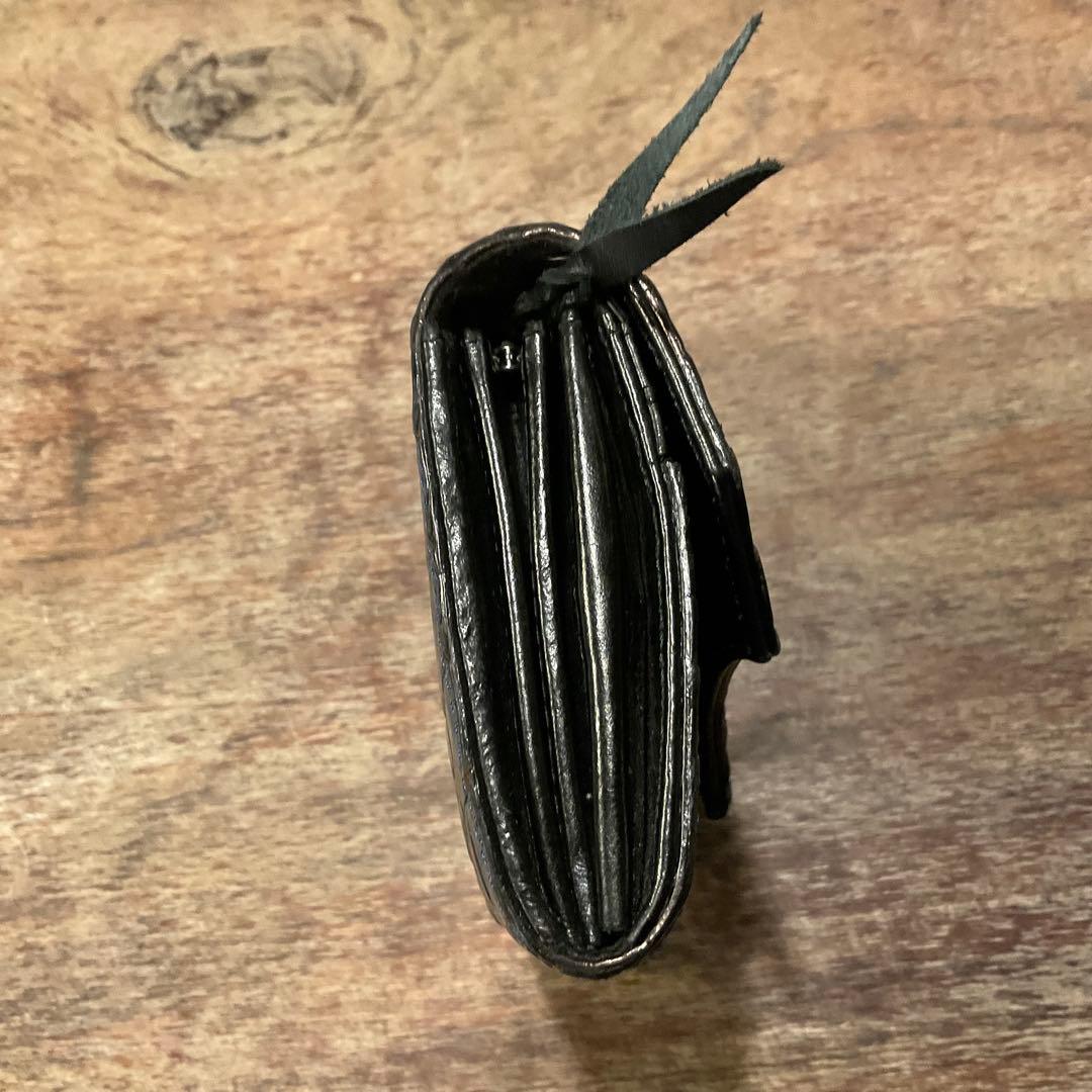 美品！マッドモンキー ワニ革 カイマン 財布 長財布 二つ折りクロコ ネイビー