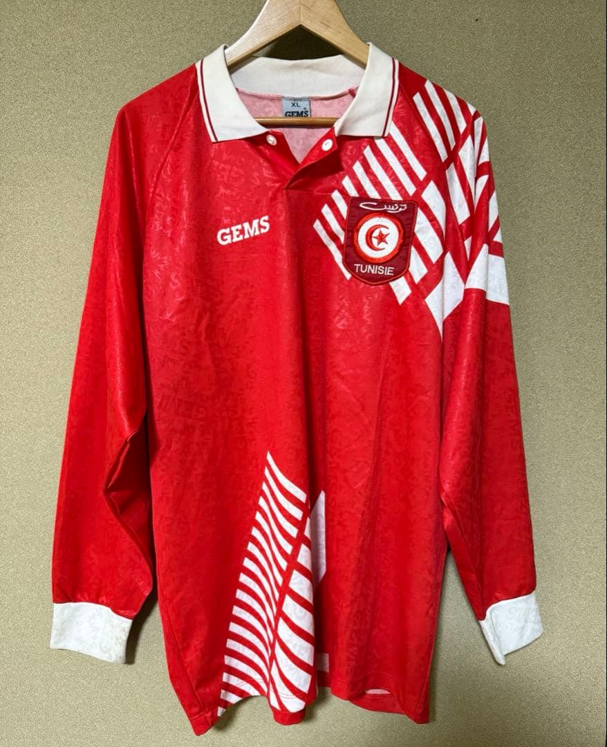 【美品】チュニジア代表 XL 支給品 イタリア製 長袖 サッカー ユニフォーム