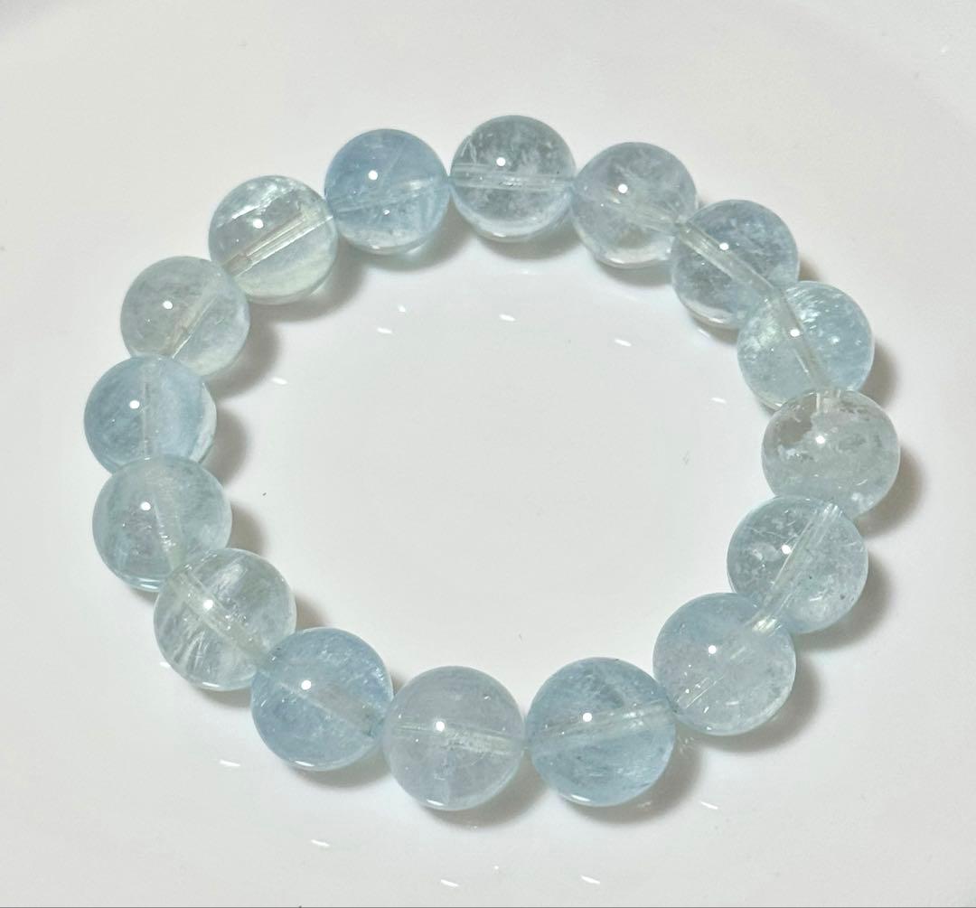 【17cm 12mm】アクアマリン ブレスレット 天然石 パワーストーン